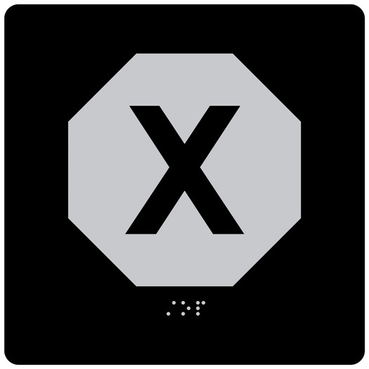 Square Black Custom Elevator Car Plate With Braille37970-Silver_on_Black