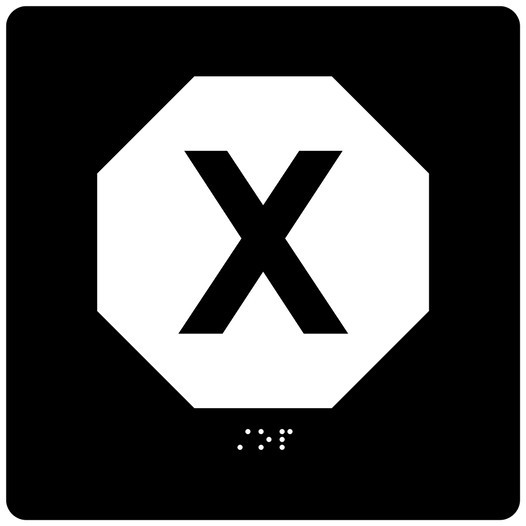 Square Black Custom Elevator Car Plate With Braille37970-White_on_Black