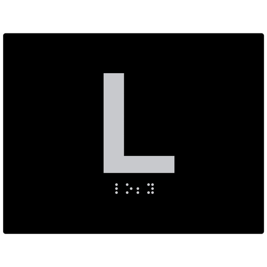 Landscape Black Custom Elevator Car Plate With Braille CNL-37971-Silver_on_Black