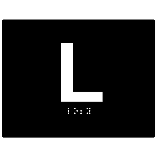 Landscape Black Custom Elevator Car Plate With Braille CNL-37971-White_on_Black