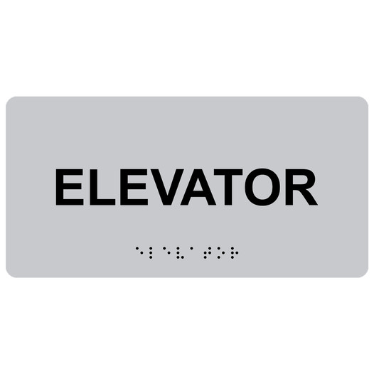 Silver ADA Braille Elevator Sign with Tactile Text - RSME-305_Black_on_Silver