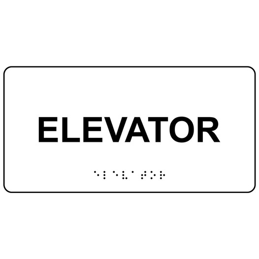 White ADA Braille Elevator Sign with Tactile Text - RSME-305_Black_on_White