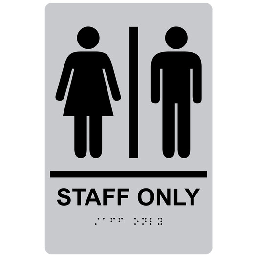 Silver ADA Braille STAFF ONLY Sign with Symbol RRE-990_Black_on_Silver