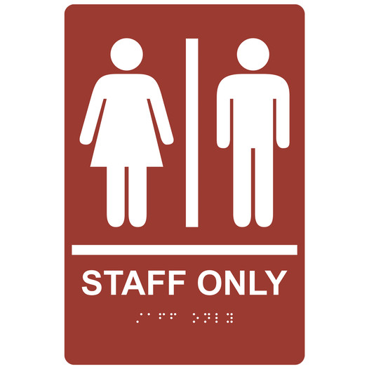 Canyon ADA Braille STAFF ONLY Sign with Symbol RRE-990_White_on_Canyon