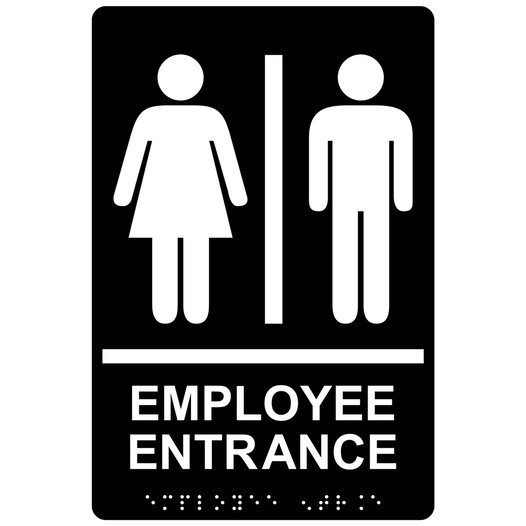 Black ADA Braille EMPLOYEE ENTRANCE Sign RRE-14785_White_on_Black