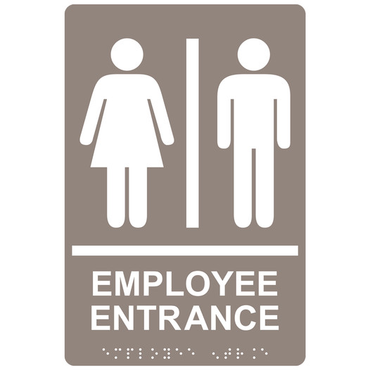 Taupe ADA Braille EMPLOYEE ENTRANCE Sign RRE-14785_White_on_Taupe