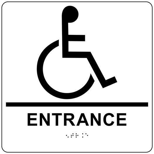 Square White ADA Braille Accessible ENTRANCE Sign - RRE-16801-99_Black_on_White