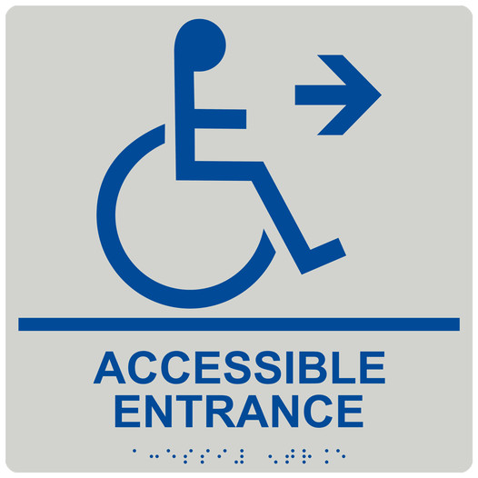 Square Pearl Gray ADA Braille ACCESSIBLE ENTRANCE Sign - RRE-32159-99_Blue_on_PearlGray