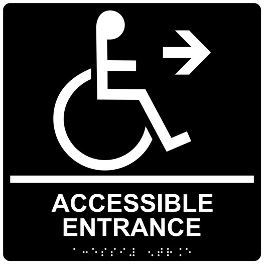Square Black ADA Braille ACCESSIBLE ENTRANCE Sign - RRE-32159-99_White_on_Black