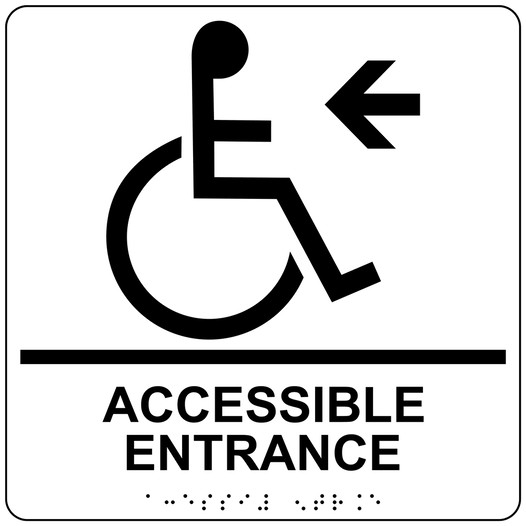 Square White ADA Braille ACCESSIBLE ENTRANCE Sign - RRE-32160-99_Black_on_White