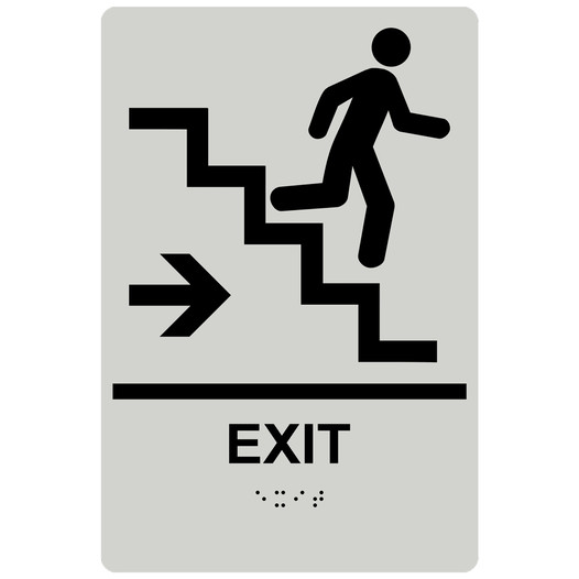 Pearl Gray ADA Braille EXIT Stairs Right Sign RRE-14790_Black_on_PearlGray