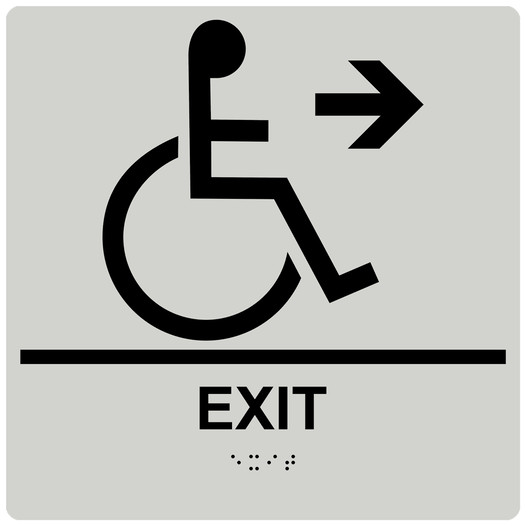 Square Pearl Gray ADA Braille Accessible EXIT Right Sign - RRE-14792-99_Black_on_PearlGray