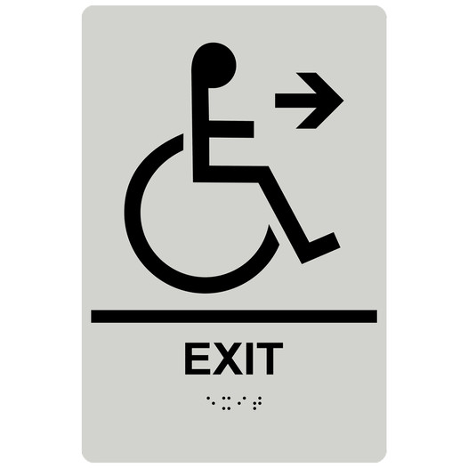 Pearl Gray ADA Braille Accessible EXIT Right Sign RRE-14792_Black_on_PearlGray