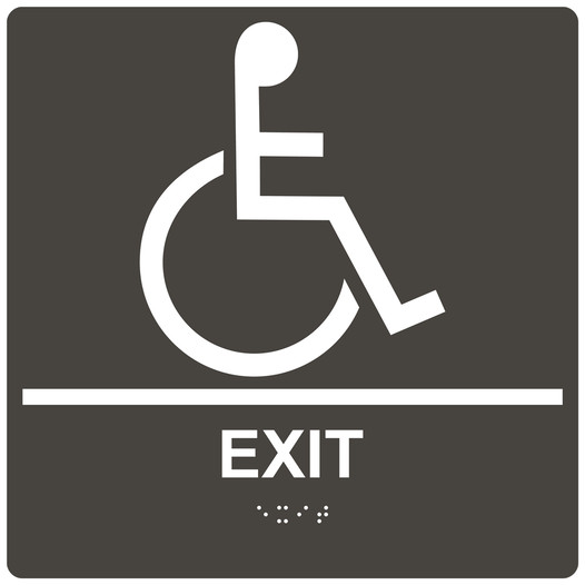 Square Charcoal Gray ADA Braille Accessible EXIT Sign - RRE-16802-99_White_on_CharcoalGray
