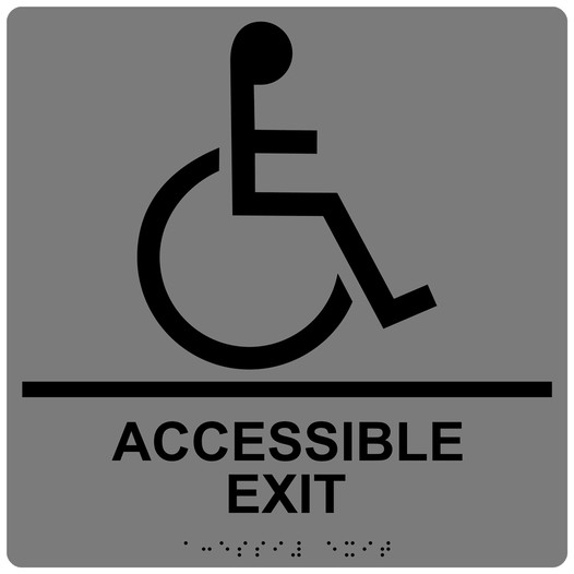 Square Gray ADA Braille ACCESSIBLE EXIT Sign - RRE-17819-99_Black_on_Gray