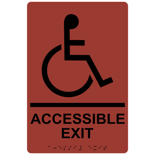 Canyon ADA Braille ACCESSIBLE EXIT Sign with Symbol RRE-17819_Black_on_Canyon