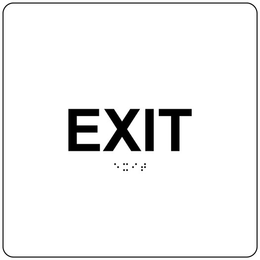 Square White ADA Braille EXIT Sign - RRE-655-99_Black_on_White