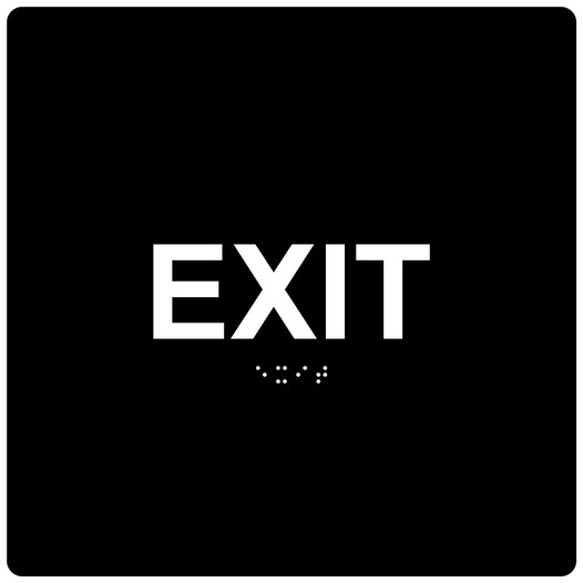 Square Black ADA Braille EXIT Sign - RRE-655-99_White_on_Black