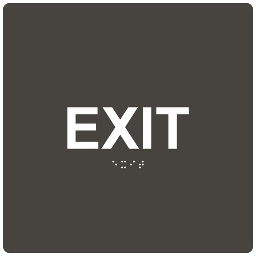 Square Charcoal Gray ADA Braille EXIT Sign - RRE-655-99_White_on_CharcoalGray