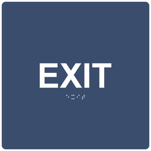 Square Navy ADA Braille EXIT Sign - RRE-655-99_White_on_Navy