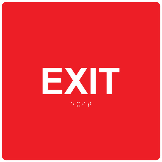 Square Red ADA Braille EXIT Sign - RRE-655-99_White_on_Red