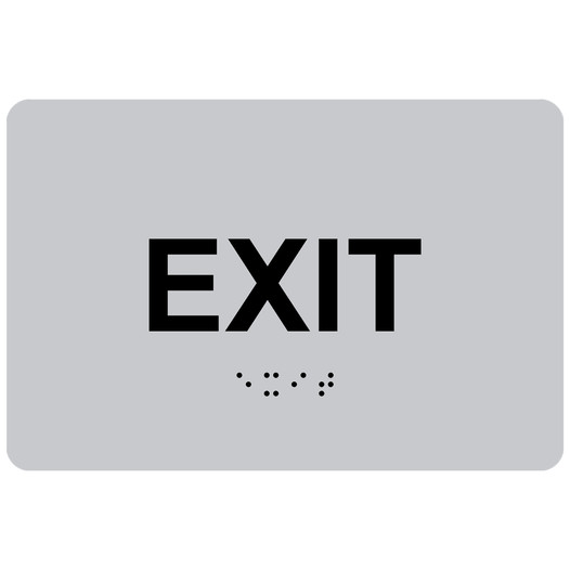 Silver ADA Braille EXIT Sign RRE-655_Black_on_Silver