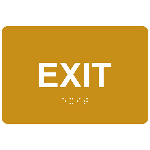 Gold ADA Braille EXIT Sign RRE-655_White_on_Gold