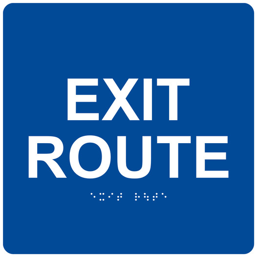 Square Blue ADA Braille Exit Route Sign