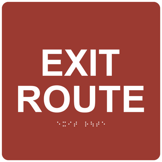 Canyon 6-Inch Square ADA Braille EXIT ROUTE Sign RRE-660_White_on_Canyon