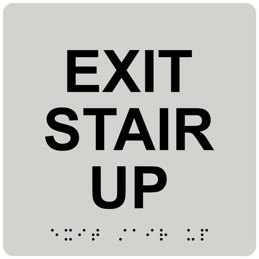 Pearl Gray 6-Inch Square ADA Braille EXIT STAIR UP Sign RRE-665_Black_on_PearlGray