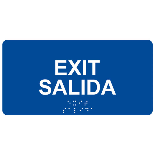 Blue ADA Braille Exit/Salida Sign with Tactile Text - RSMB-335_White_on_Blue