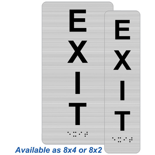 Brushed Silver ADA Braille EXIT Sign RSME-19471_Black_on_BrushedSilver