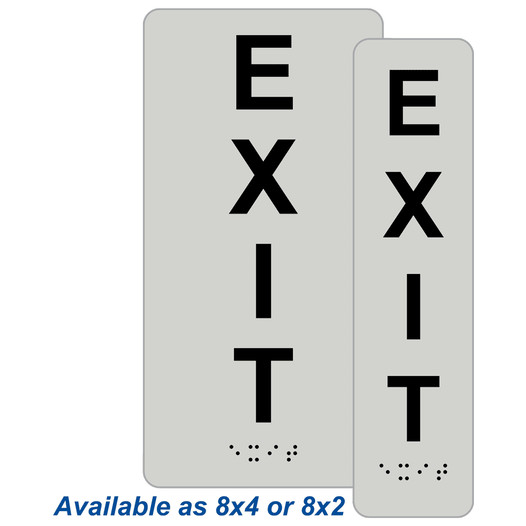 Pearl Gray ADA Braille Exit Sign with Tactile Text - RSME-19471_Black_on_PearlGray