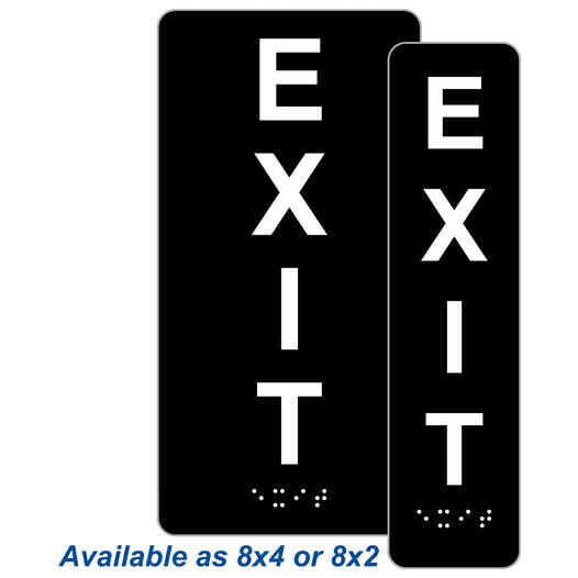 Black ADA Braille Exit Sign with Tactile Text - RSME-19471_White_on_Black