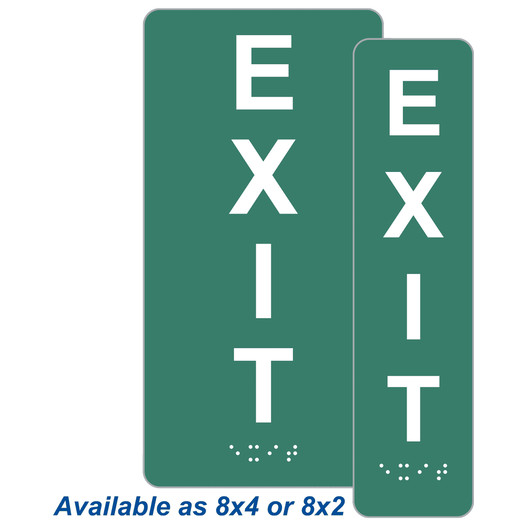 Pine Green ADA Braille Exit Sign with Tactile Text - RSME-19471_White_on_PineGreen