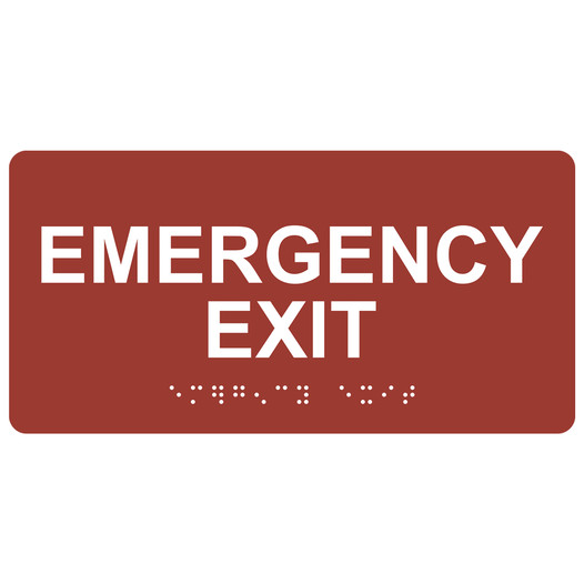 Canyon ADA Braille Emergency Exit Sign with Tactile Text - RSME-28041_White_on_Canyon