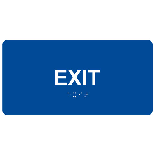 Blue ADA Braille Exit Sign with Tactile Text - RSME-335_White_on_Blue