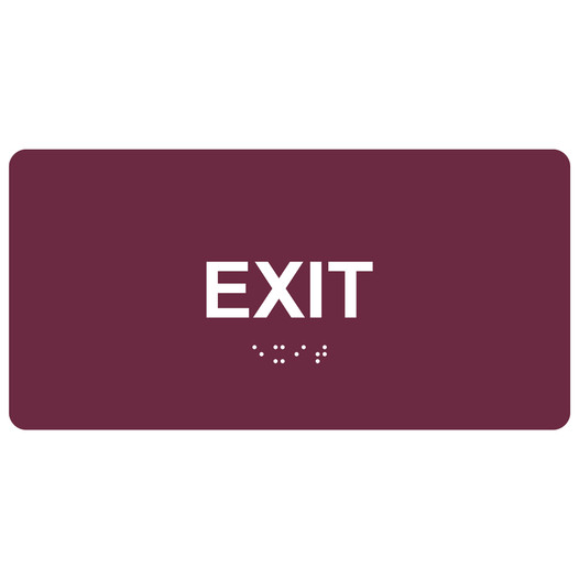 Burgundy ADA Braille Exit Sign with Tactile Text - RSME-335_White_on_Burgundy
