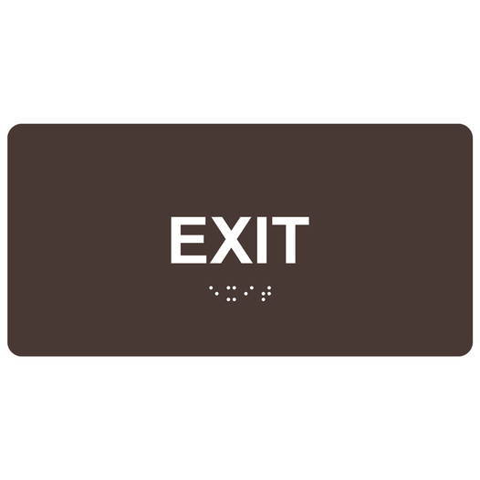 Dark Brown ADA Braille Exit Sign with Tactile Text - RSME-335_White_on_DarkBrown