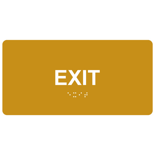 Gold ADA Braille Exit Sign with Tactile Text - RSME-335_White_on_Gold