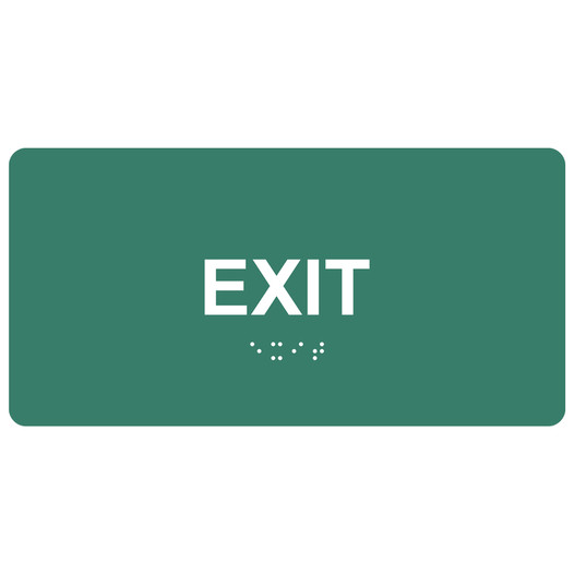 Pine Green ADA Braille Exit Sign with Tactile Text - RSME-335_White_on_PineGreen