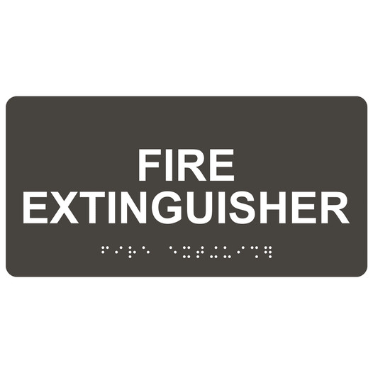Charcoal Gray ADA Braille Fire Extinguisher Sign with White Tactile Text