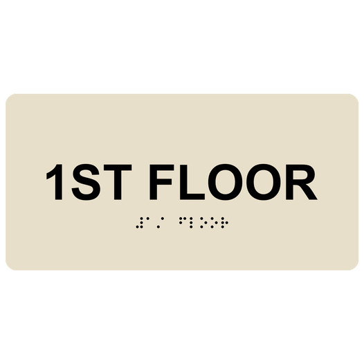Almond ADA Braille Custom Floor Number Sign with Tactile Text - RSME-250_Black_on_Almond