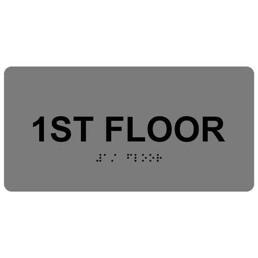 Gray ADA Braille Custom Floor Number Sign with Tactile Text - RSME-250_Black_on_Gray