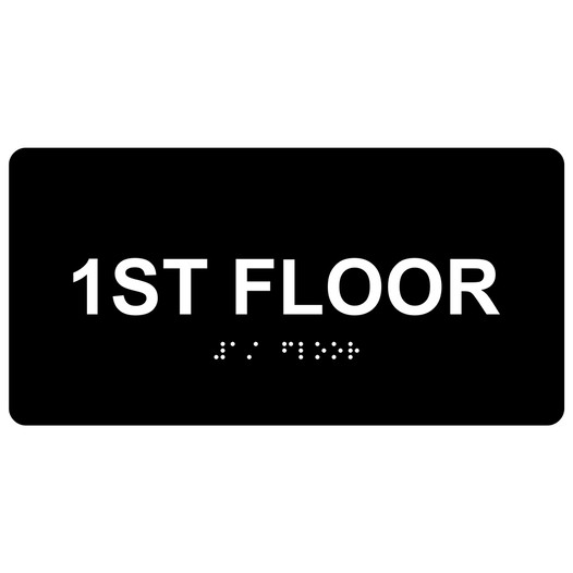 Black ADA Braille Custom Floor Number Sign with Tactile Text - RSME-250_White_on_Black