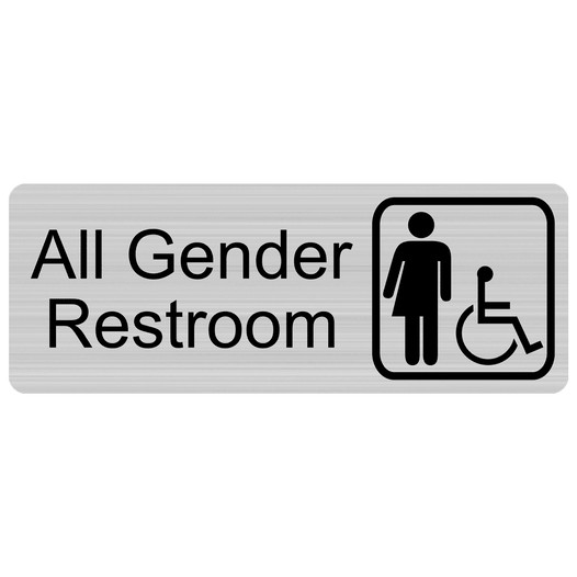 Silver Engraved All Gender Restroom Sign with Symbol