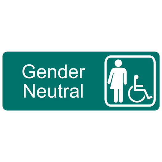 Green Engraved Gender Neutral Sign with Symbol EGRE-25519-SYM_White_on_Green