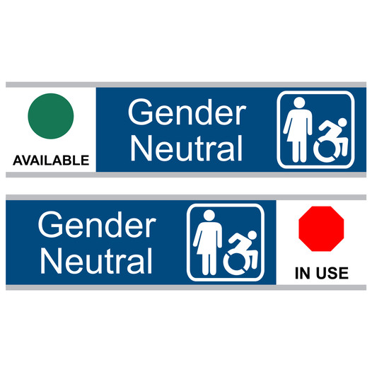 Blue Gender Neutral (Available/In Use) Sliding Engraved Sign