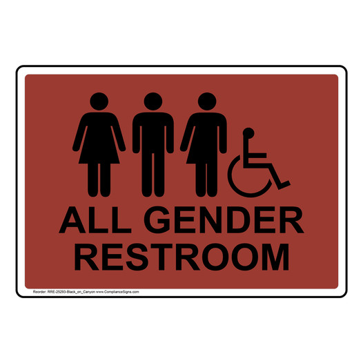 Canyon Accessible ALL GENDER RESTROOM Sign With Symbol RRE-25293-Black_on_Canyon