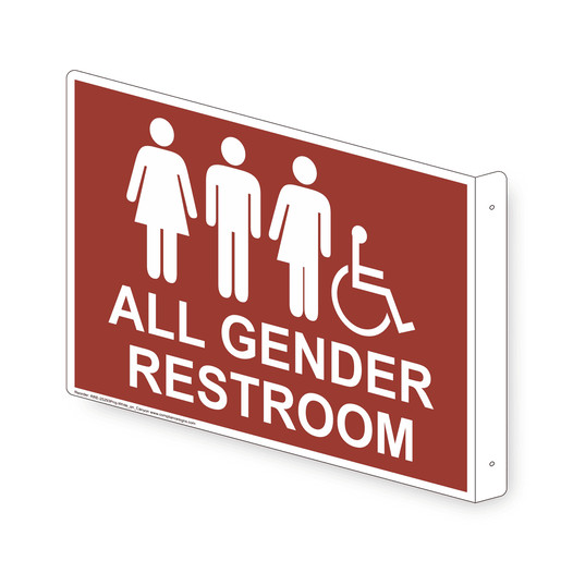 Projection-Mount Canyon Accessible ALL GENDER RESTROOM Sign With Symbol RRE-25293Proj-White_on_Canyon